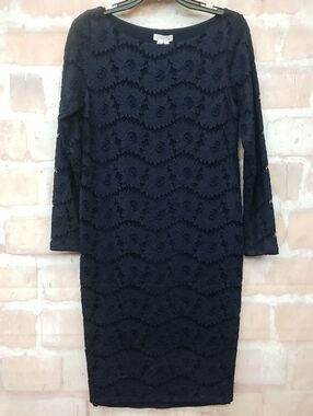 NWT Ingrid & Isabel Navy Lace Long Sleeve Sheath Dress